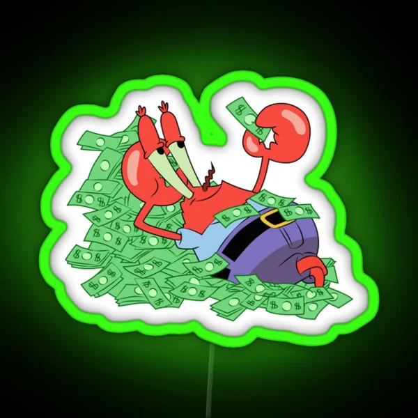 Spongebob Mr Krabs Lies In Money RGB Neon Sign