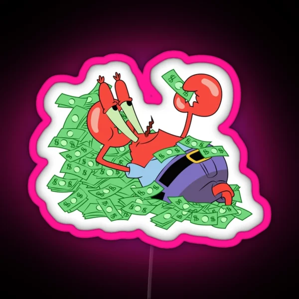 Spongebob Mr Krabs Lies In Money RGB Neon Sign