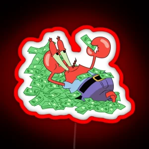 Spongebob Mr Krabs Lies In Money RGB Neon Sign