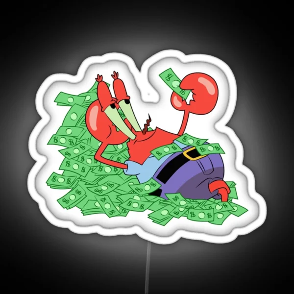 Spongebob Mr Krabs Lies In Money RGB Neon Sign