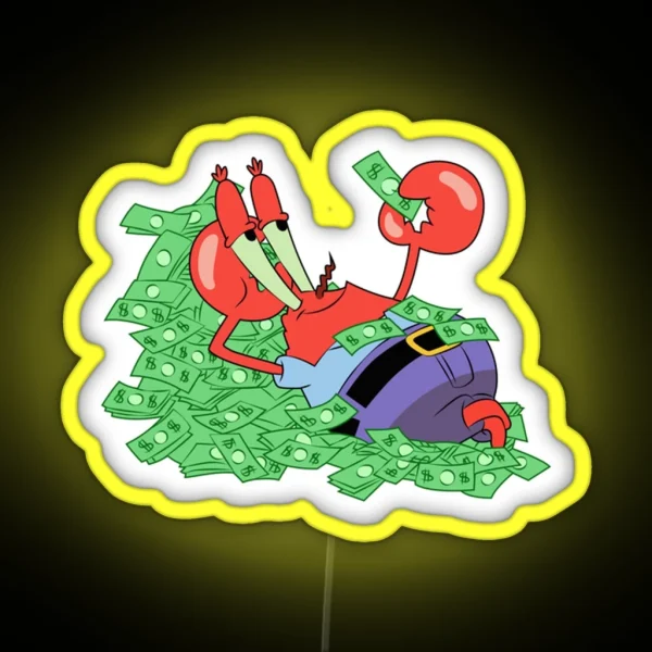 Spongebob Mr Krabs Lies In Money RGB Neon Sign