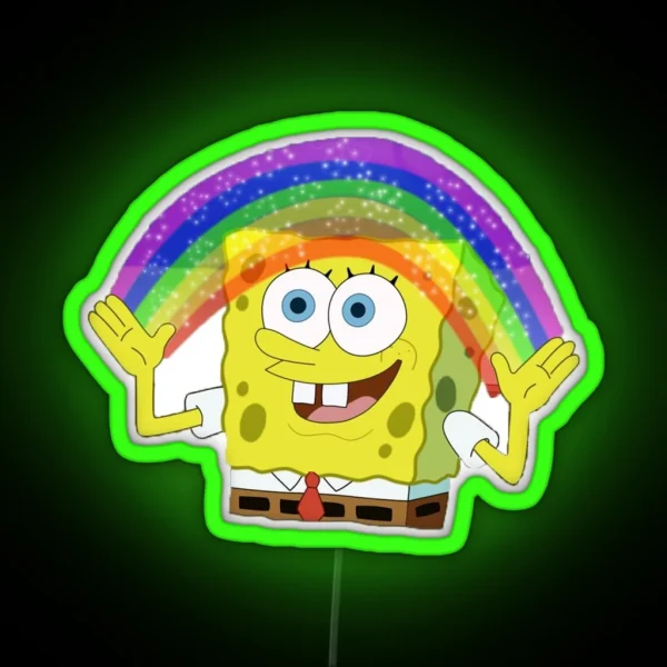 Spongebob Rainbow Meme RGB Neon Sign
