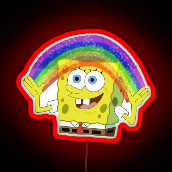 Spongebob Rainbow Meme RGB Neon Sign