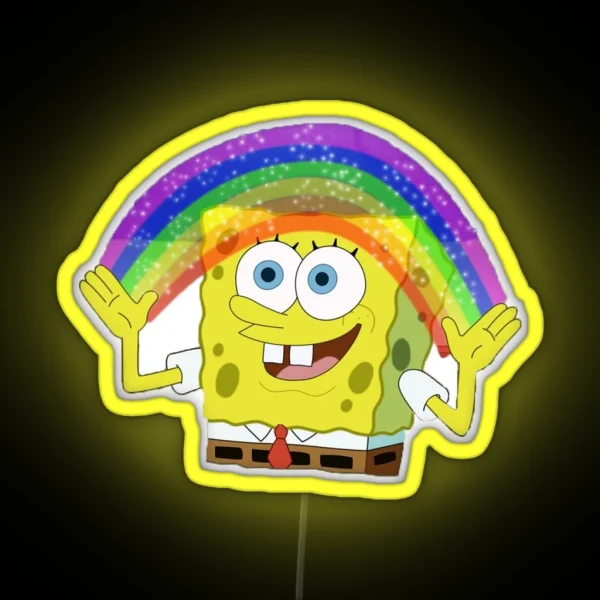 Spongebob Rainbow Meme RGB Neon Sign