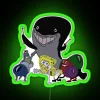 SpongeBob SquarePants-themed neon sign with a ripped pants design in green.