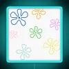 SpongeBob SquarePants under neon sky surrounded by vibrant flowers
