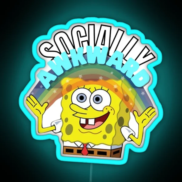 SPONGEBOB SOCIALLY AWKWARD RGB Neon Sign