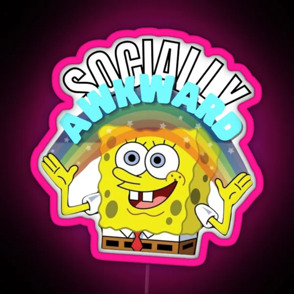 SPONGEBOB SOCIALLY AWKWARD RGB Neon Sign