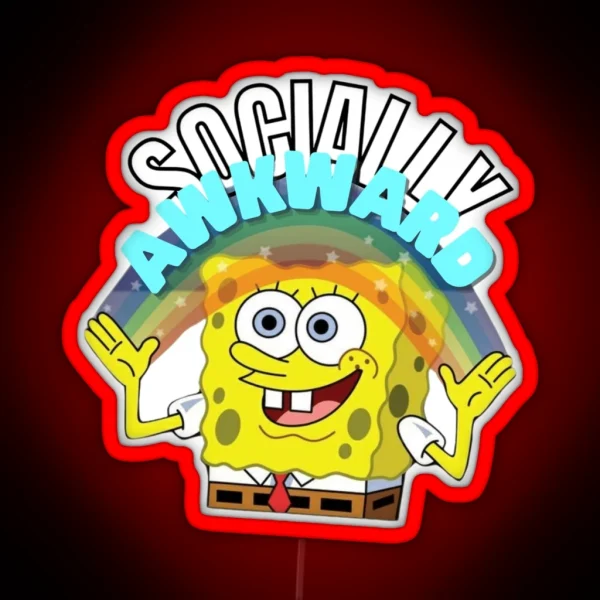 SPONGEBOB SOCIALLY AWKWARD RGB Neon Sign