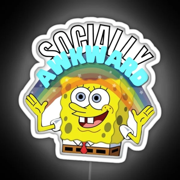 SPONGEBOB SOCIALLY AWKWARD RGB Neon Sign