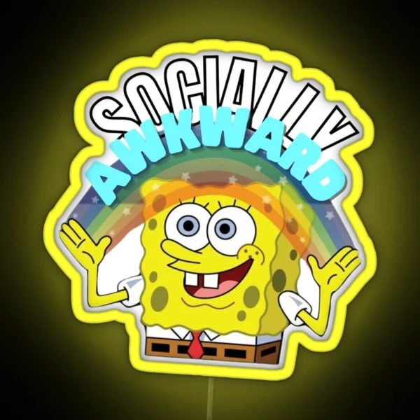 SPONGEBOB SOCIALLY AWKWARD RGB Neon Sign