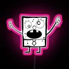 SpongeBob SquarePants neon sign in pink with DoodleBob, Mikey, and Minion graphics.