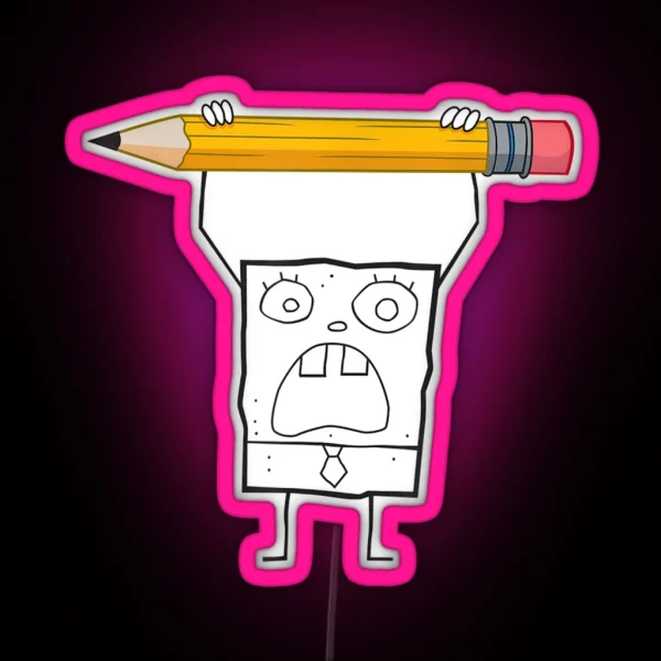 Spongebob Squarepants Doodlebob Pencil Yell RGB Neon Sign