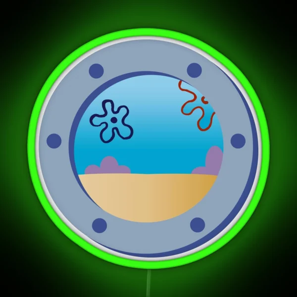 Spongebob Window With Landscape RGB Neon Sign