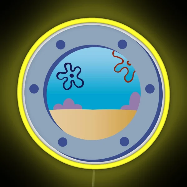 Spongebob Window With Landscape RGB Neon Sign