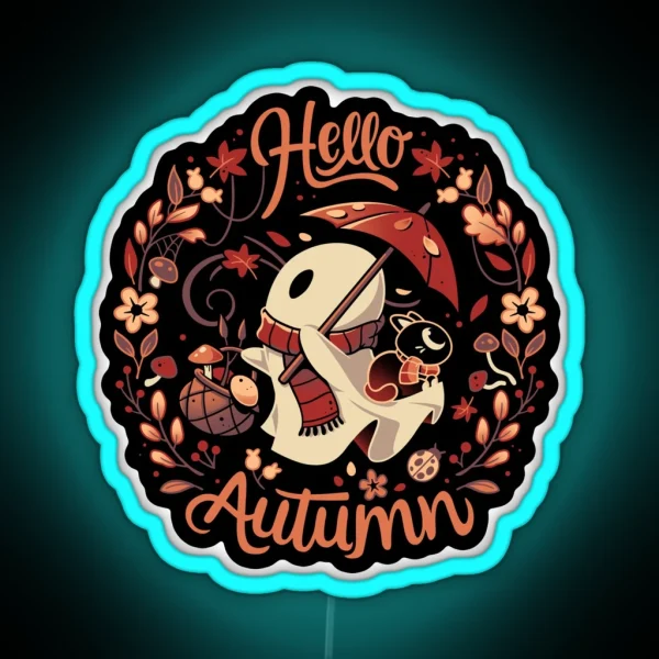 Spooky Autumn Harvest Fall Ghost RGB Neon Sign