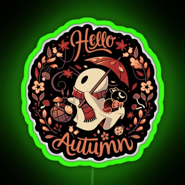 Spooky Autumn Harvest Fall Ghost RGB Neon Sign