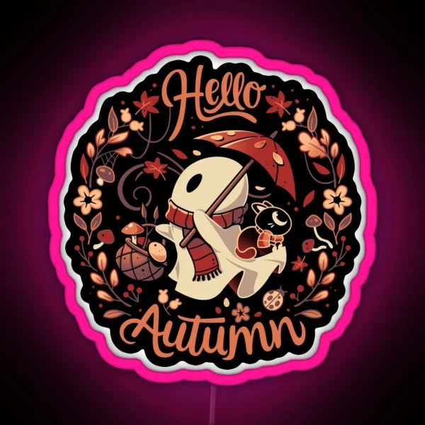 Spooky Autumn Harvest Fall Ghost RGB Neon Sign
