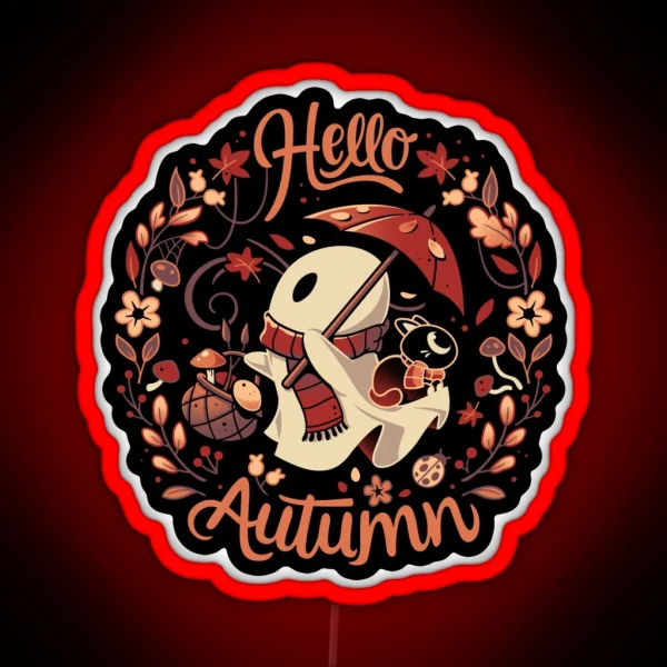 Spooky Autumn Harvest Fall Ghost RGB Neon Sign