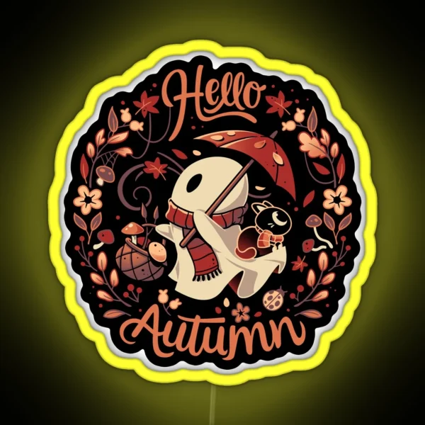 Spooky Autumn Harvest Fall Ghost RGB Neon Sign