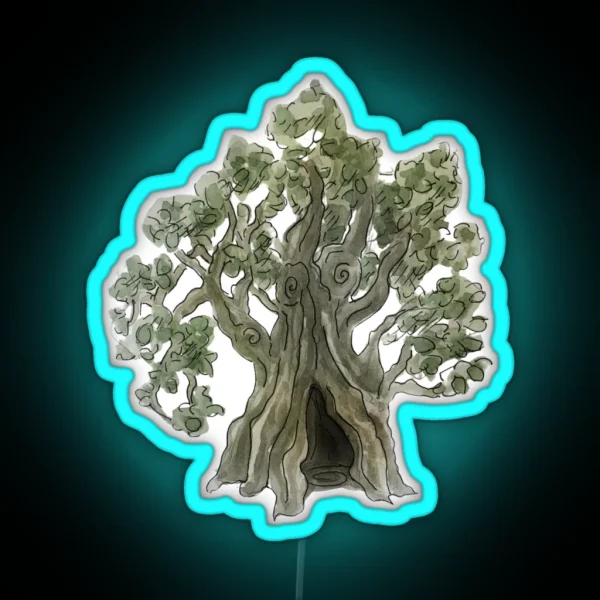 Spooky Yew Tree In Watercolor RGB Neon Sign