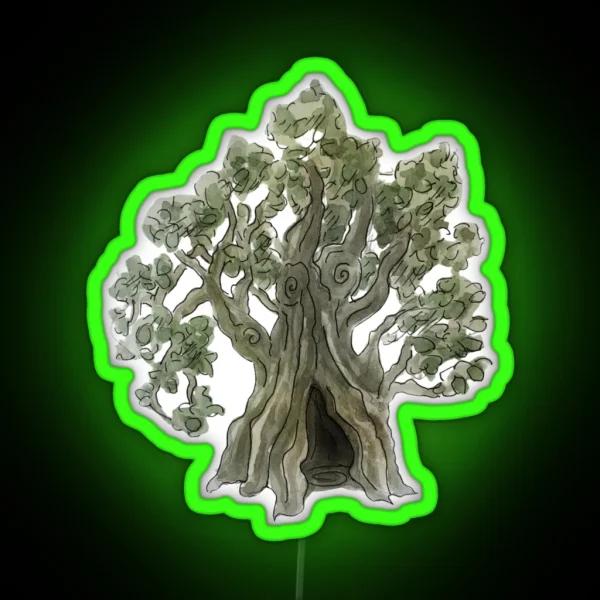 Spooky Yew Tree In Watercolor RGB Neon Sign