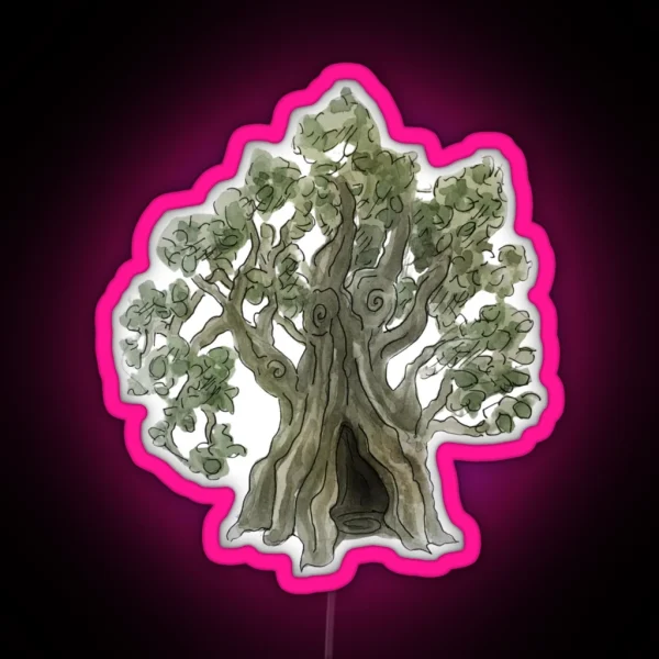 Spooky Yew Tree In Watercolor RGB Neon Sign