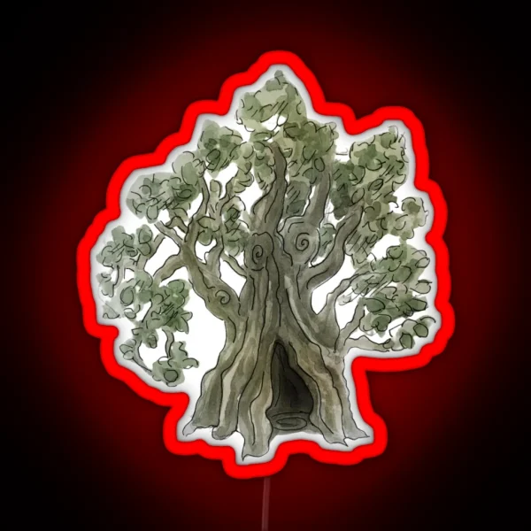 Spooky Yew Tree In Watercolor RGB Neon Sign