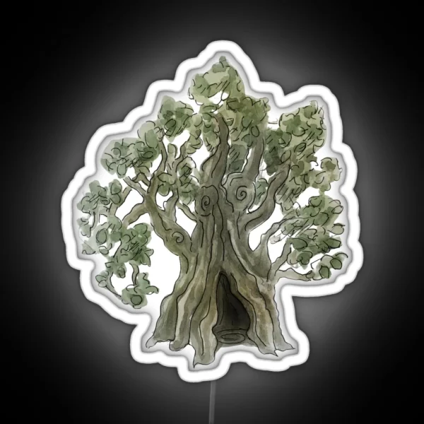 Spooky Yew Tree In Watercolor RGB Neon Sign