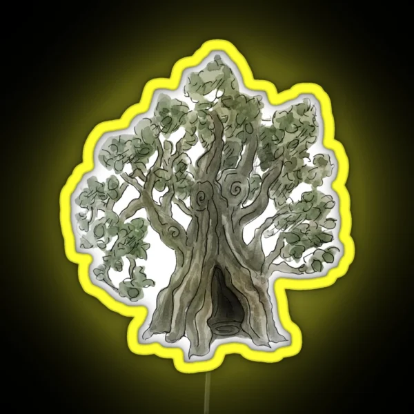 Spooky Yew Tree In Watercolor RGB Neon Sign