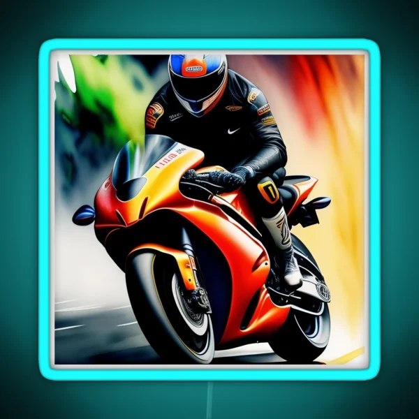 Sportbike Motorcycle Painting RGB Neon Sign