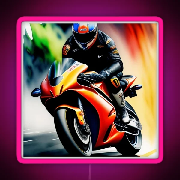 Sportbike Motorcycle Painting RGB Neon Sign