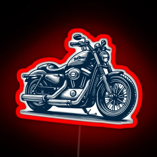 Sportster Motorcycle Vintage Illustration RGB Neon Sign