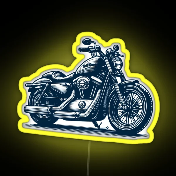 Sportster Motorcycle Vintage Illustration RGB Neon Sign