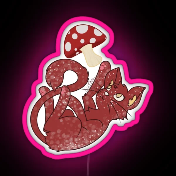Spot The Mushroom Kitten RGB Neon Sign