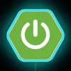 Neon Blue Spring Boot Logo on RGB Background