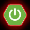 RGB neon sign with Spring Boot logo in a vibrant red color scheme.
