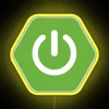 A neon sign in RGB colors featuring a Spring Boot logo
