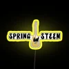 Neon sign with the name 'Springsteen' in a retro, 1960s-style font.