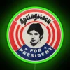 Iconic neon sign reading 'Springsteen for President' in bright, eye-catching colors.