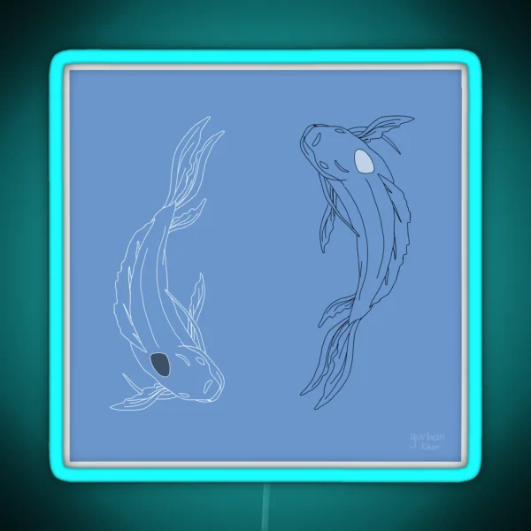 Square Led Dark Blue Drawing Of Tui And La From Avatar RGB Neon Sign