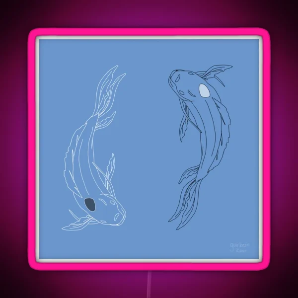 Square Led Dark Blue Drawing Of Tui And La From Avatar RGB Neon Sign