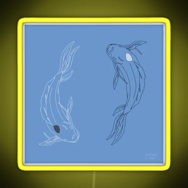 Square Led Dark Blue Drawing Of Tui And La From Avatar RGB Neon Sign