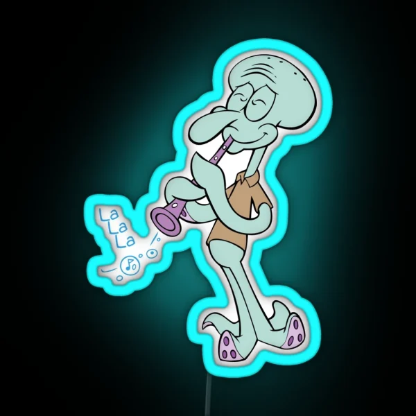 Squidward Clarinet RGB Neon Sign