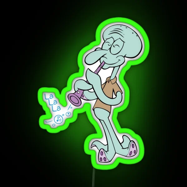 Squidward Clarinet RGB Neon Sign