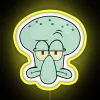 Squidward's frustrated expression in neon yellow
