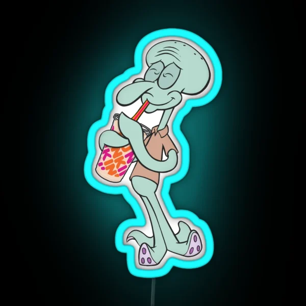 Squidward Iced Dunkin RGB Neon Sign