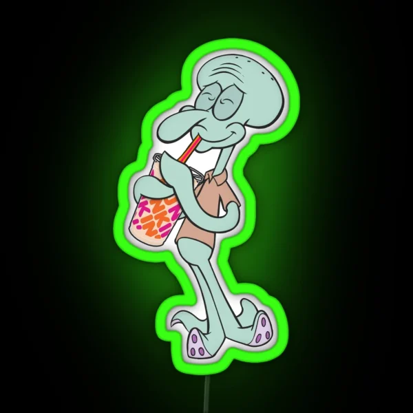 Squidward Iced Dunkin RGB Neon Sign