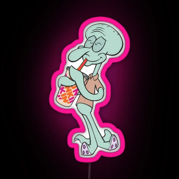 Squidward Iced Dunkin RGB Neon Sign