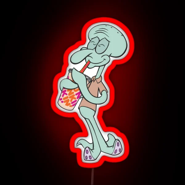 Squidward Iced Dunkin RGB Neon Sign
